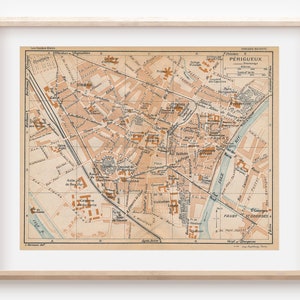 Mapa antigo de Perigueux França de 1926