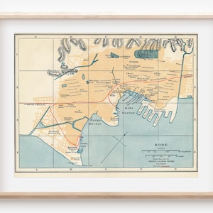 1933 Kobe Japan Antique Map