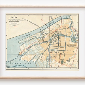 1933 Osaka Japan Antique Map