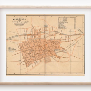 1909 Querétaro México Mapa Antiguo