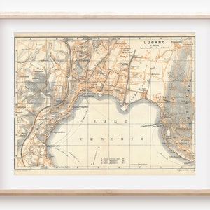 Mappa antica di Lugano Italia del 1909
