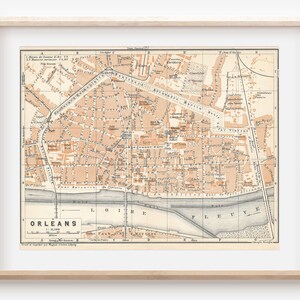 Mapa antiguo de Orleans, Francia, 1909