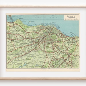 Édimbourg Écosse 1959 carte ancienne