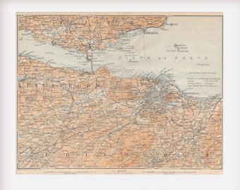 1906 Edinburgh Scotland Antique map