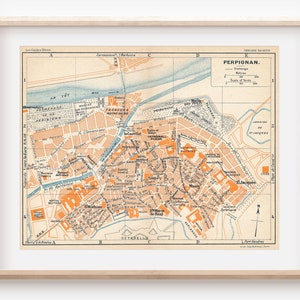 Mapa antigo de Perpignan França de 1926