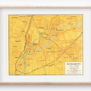 1959 Kumamoto Japan Antique Map