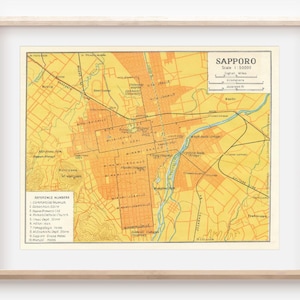 1959 Sapporo Japan Antique Map