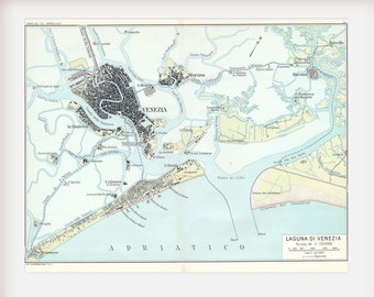 1969 Venice Italy vintage Map