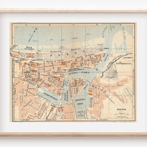Mapa antigo de Dieppe França de 1926