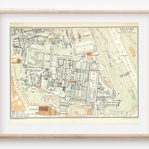 1965 Rome Italy Palatine Hill Vintage Map