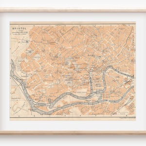 Bristol Vereinigtes Königreich Antike Landkarte von 1906