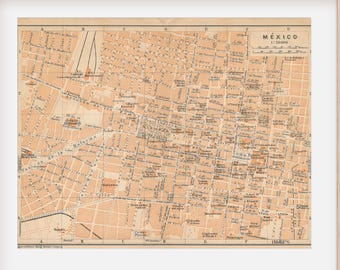 1909 Mexico City, Mexico Antique Map