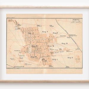 Mappa antica di Pompei Italia del 1925