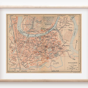 Mapa antigo de Grenoble França de 1923
