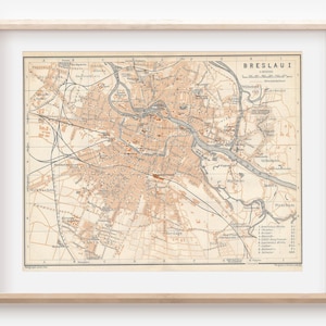 1913 Wroclaw Poland (formerly Breslau Germany) Antique Map