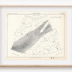 1892 Sternenkarte, Stier, Kassiopeia, antiker Astronomie Druck