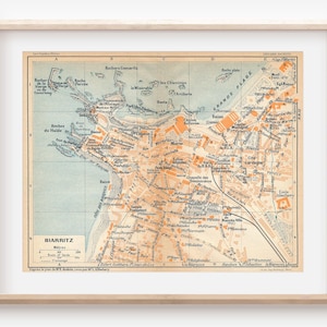 Mapa antigo de Biarritz França de 1926