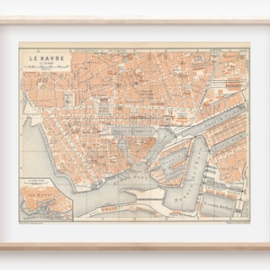 Mapa antigo de Le Havre França de 1910
