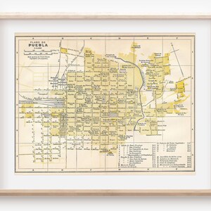 1940 Puebla México Mapa Antiguo