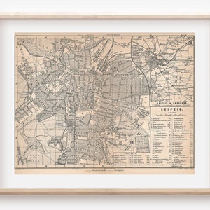 1881 Leipzig Germany Antique Map