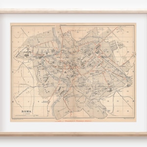 1900 Rome Italy Antique Map