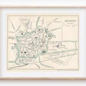 Antieke kaart Leeuwarden 1921 Nederland