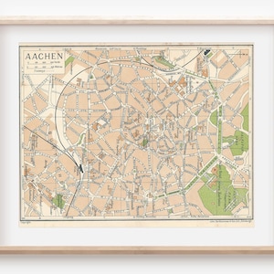 1933 Aachen Deutschland Antike Landkarte