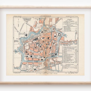1911 Leeuwarden Pays-Bas Carte Antique