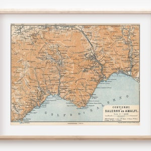 1906 Salerno, Amalfi, Amalfi Coast Italy Antique Map