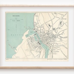 Mapa antigo de Boulogne França de 1909
