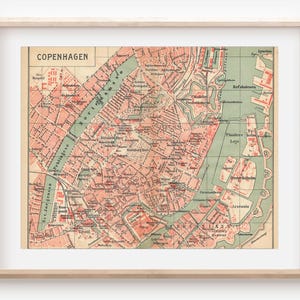 1916 Kopenhagen Dänemark Antike Landkarte