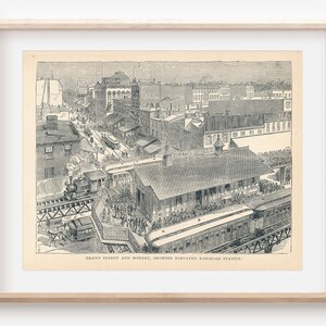 1885 Manhattan New York City Grand Street & Bowery Antique Print