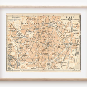 Mapa antigo de Dijon França de 1909