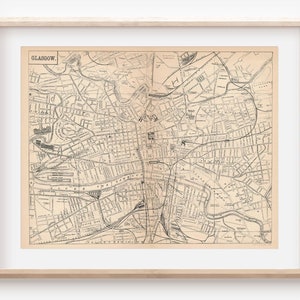 1890 Glasgow Ecosse Carte Antique