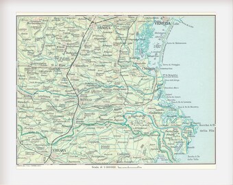 1969 Venice Italy Southern Environs Vintage Map