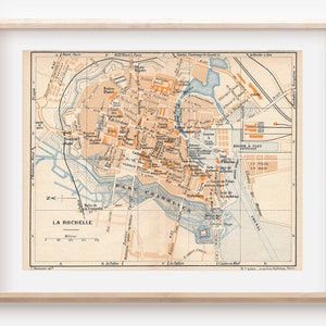 Mapa antigo de La Rochelle França de 1934