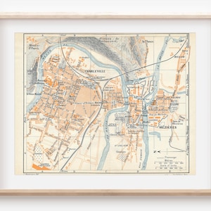 Mapa antigo de Charleville-Mezieres França de 1930