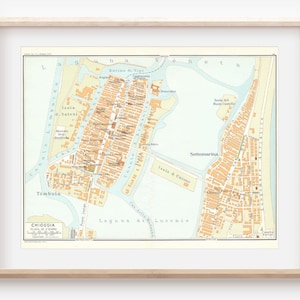 1969 Chioggia Venecia Italia Mapa Vintage