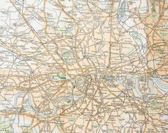 Mapa antiguo de Londres, Reino Unido, 1924