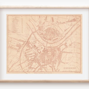 1863 Dresden Germany Antique Map
