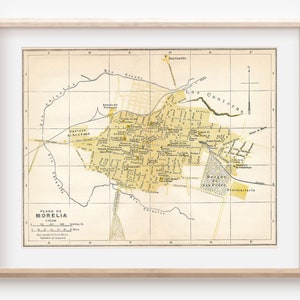 1940 Morelia Mexico Antique Map