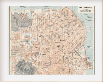 1909 San Francisco California Antique Map