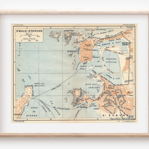 1926 Antieke kaart Saint-Malo en Saint-Servan Frankrijk