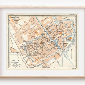1930 Troyes Frankreich Antike Karte
