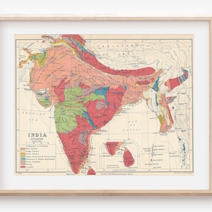1920 India Antique Geological Map