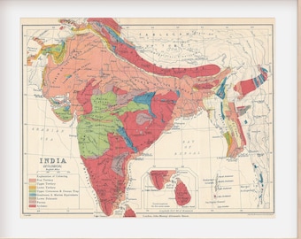 1903年イギリス領インド地図、プレミアム木製フレームポスター