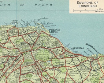 1959 Edinburgh Scotland Antique map