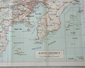 1966 Tokyo & Kanto District Japan Vintage Map