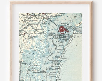 1927 Venice Italy Antique Map
