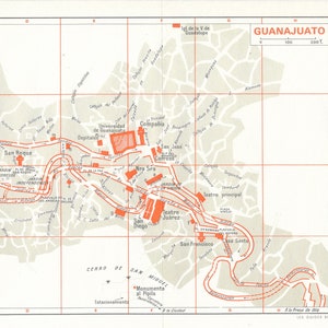 1968 Guanajuato Mexico Vintage Map